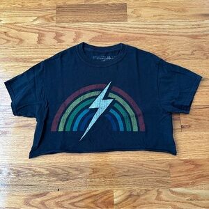 Prince Peter Collection Rainbow Lightning Bolt Cropped Graphic Tee